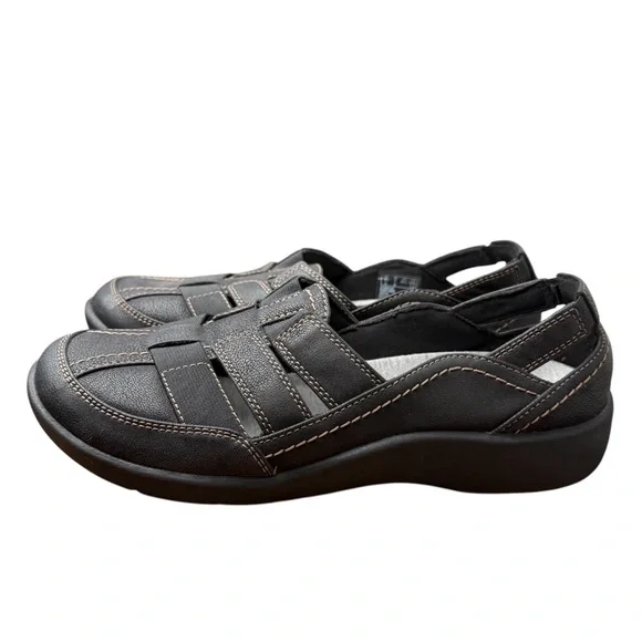 Cloudsteppers by Clarks Dark Brown/Black  Leather Comfort Sandals/shoes size 7 - Picture 3 of 10
